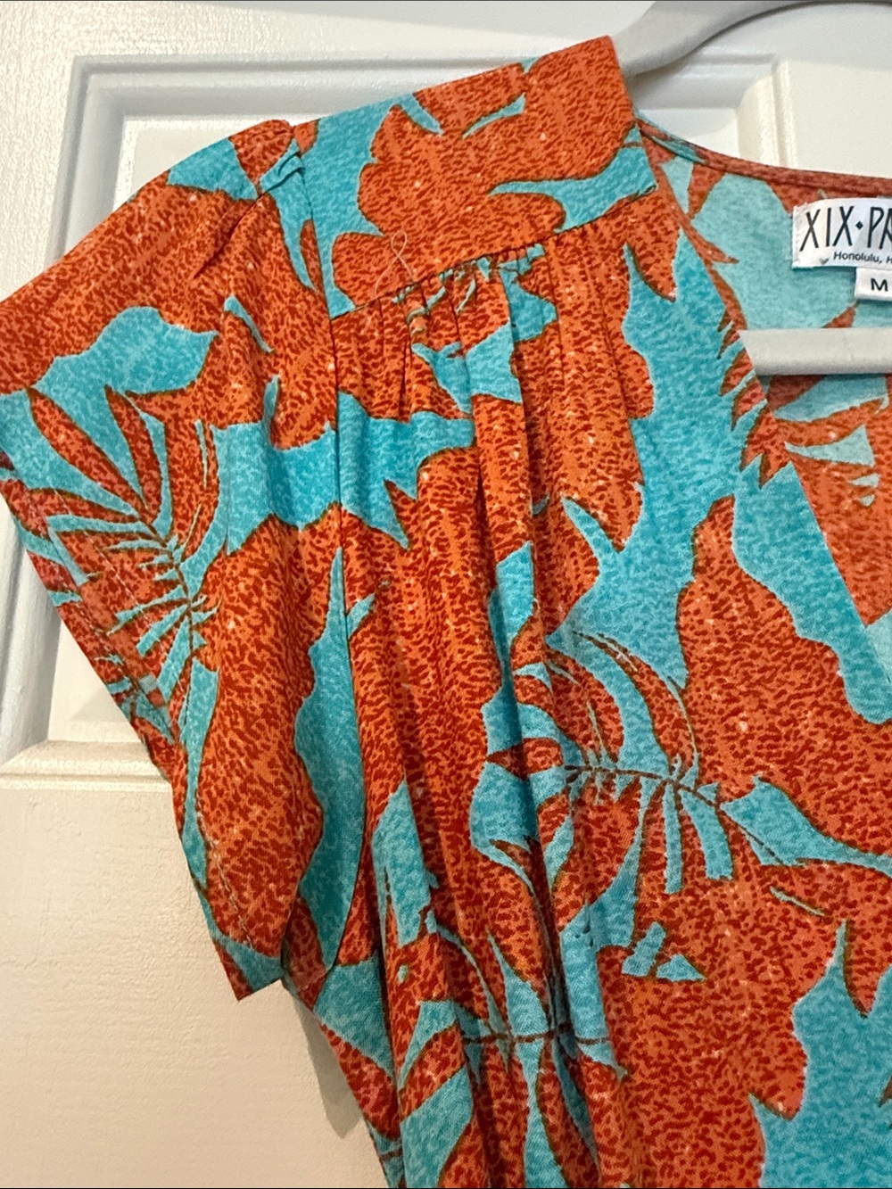 Boho Wrap Maxi Dress in Turquoise & Orange - Lightweight Tie-Waist - Picture 3 of 7